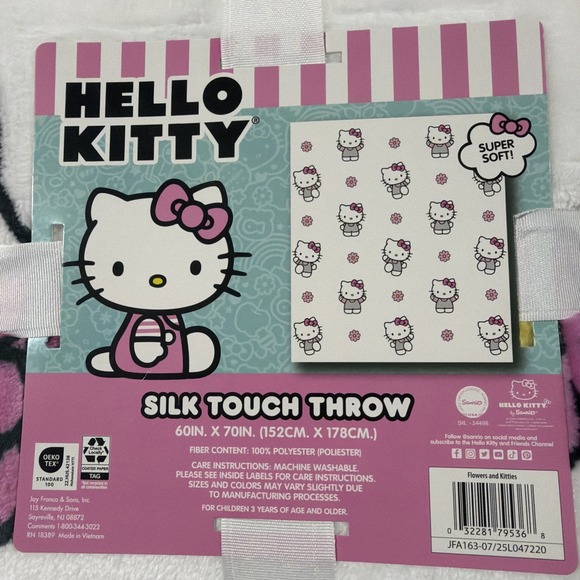 Hello Kitty Silk Touch Throw White Size 60x70 In 100% Polyester Machine Washable
